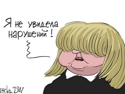 Элла Памфилова и нарушения на выборах. Карикатура: С. Елкин, facebook.com/DWrussian, www.facebook.com/sergey.elkin1