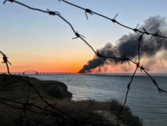 Пожар на Крымском мосту. Фото: Алена Попова / ТАСС